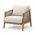 Poltrona in legno di teak e tessuto beige