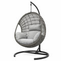 Sedia sospesa in rattan sintetico con cuscini grigi, 195 cm