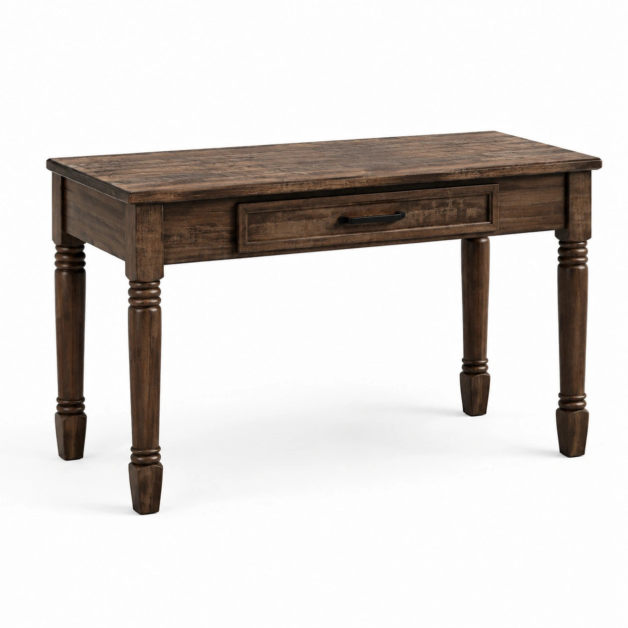 Scrivania in legno massello di acacia con cassetto marrone