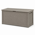 Baule da giardino in plastica effetto rattan grigio