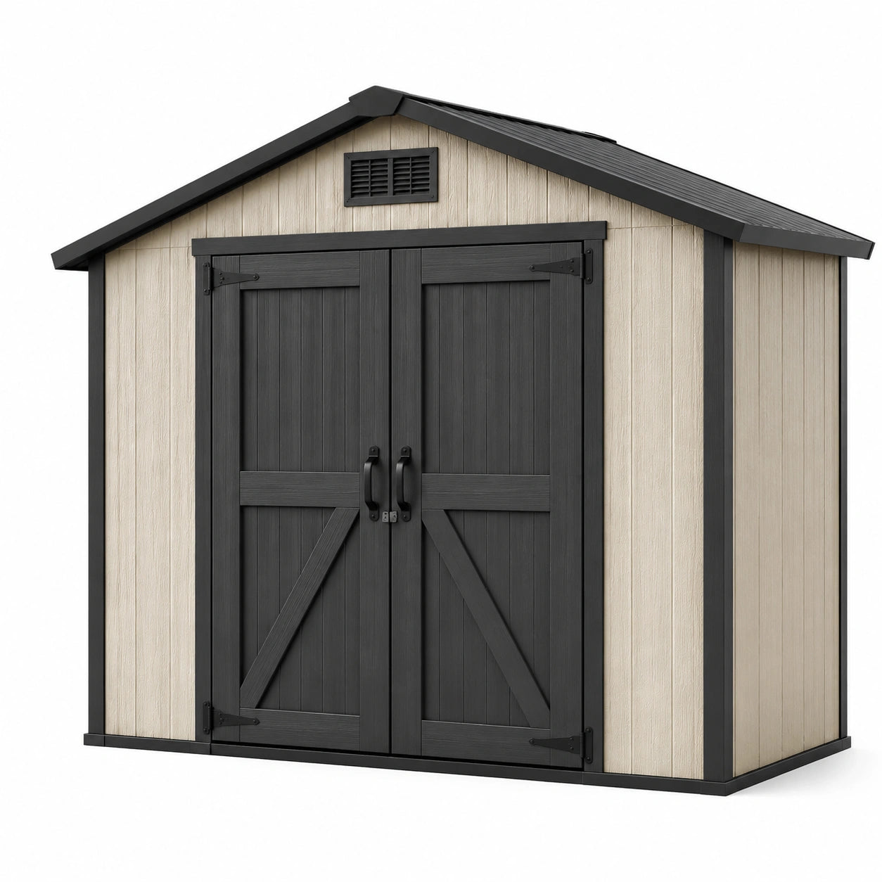 Casetta da giardino in resina 185x152x226 cm grigio/beige