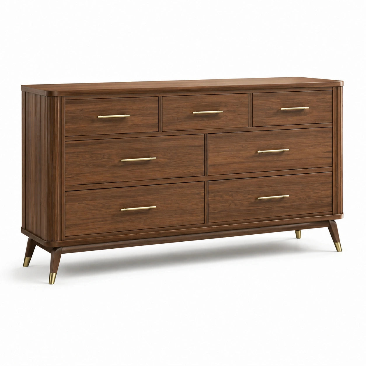 Cassettiera in legno di noce con sette cassetti