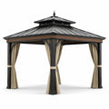 Gazebo in acciaio e alluminio con tende in poliestere 300x300 cm nero/beige