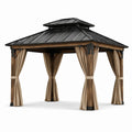 Gazebo in Legno e Metallo con Tende in Poliestere 3x3 m