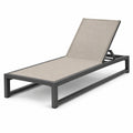 Lettino prendisole in metallo con tessuto textilene regolabile grigio e taupe 200x70x35 cm