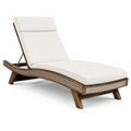 Lettino prendisole in legno di teak e rattan con cuscini in poliestere beige 200cm