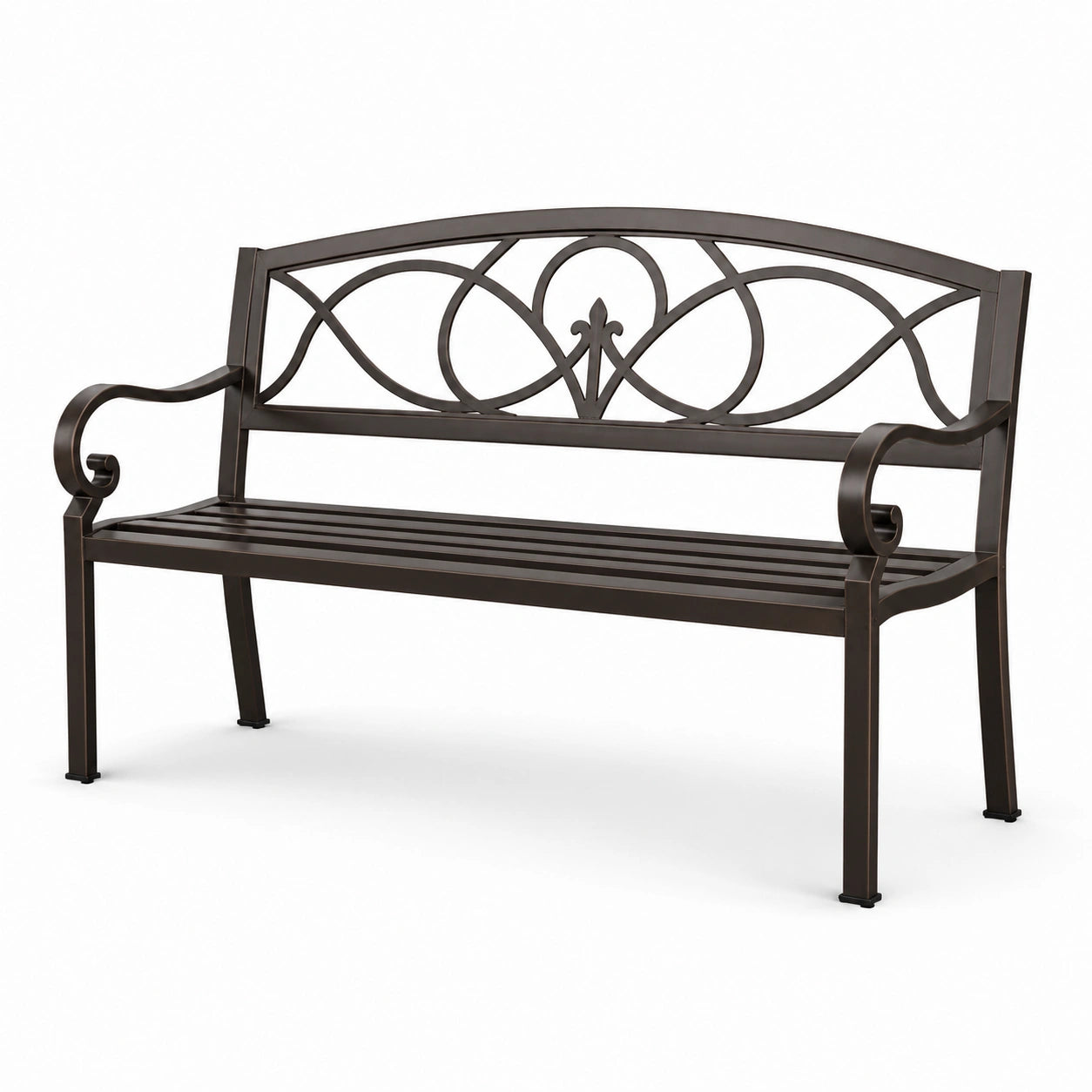 Panchina da giardino in ferro marrone 128 cm