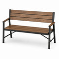 Panca da giardino in legno e metallo 120cm marrone nero