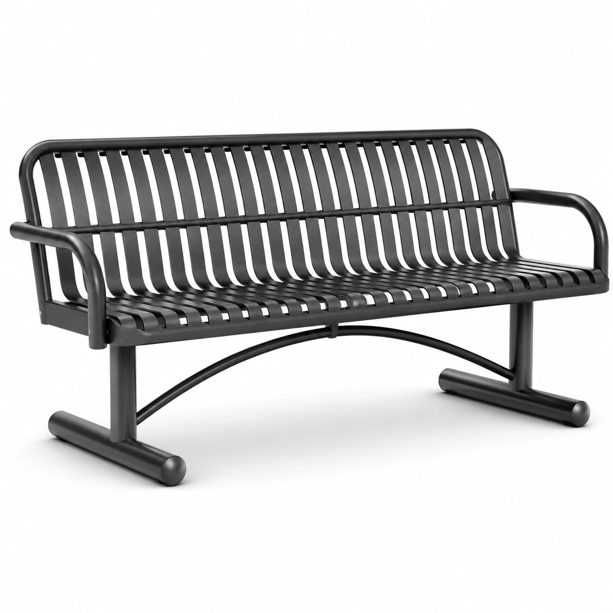 Panchina da giardino in metallo nero verniciato, 150x60x80 cm